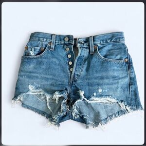 Levi's Blue Distressed Jean Shorts